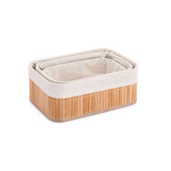 Lot de paniers Confortime Naturel Bambou (3 Pièces) (6 Unités)