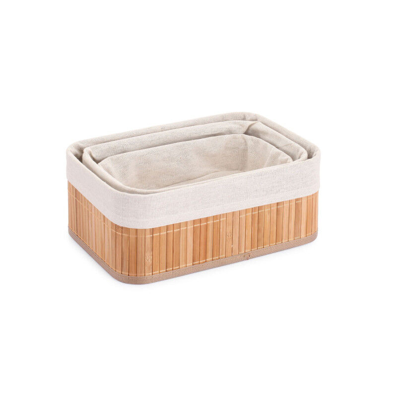 Lot de paniers Confortime Naturel Bambou (3 Pièces) (6 Unités)