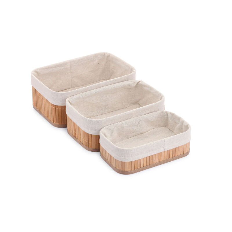 Lot de paniers Confortime Naturel Bambou (3 Pièces) (6 Unités)
