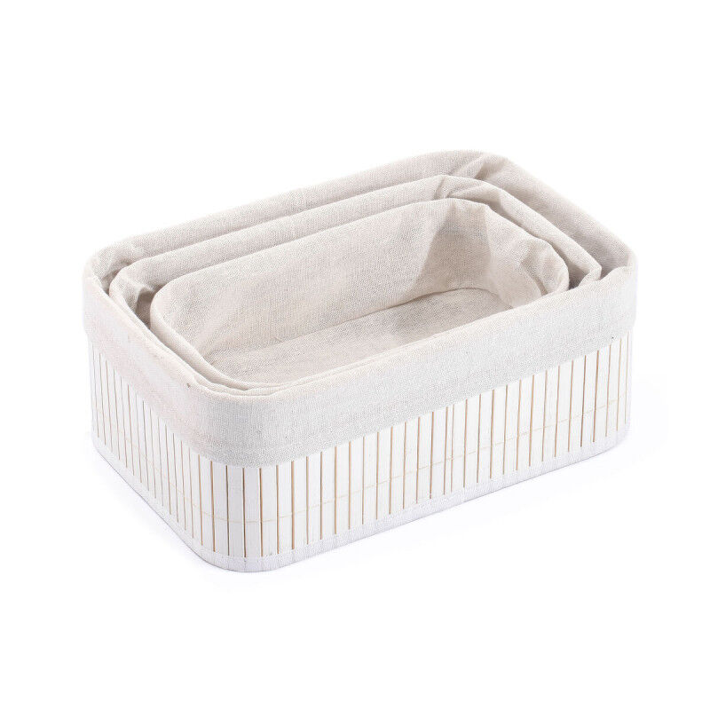 Lot de paniers Confortime Blanc Bambou (3 Pièces) (6 Unités)