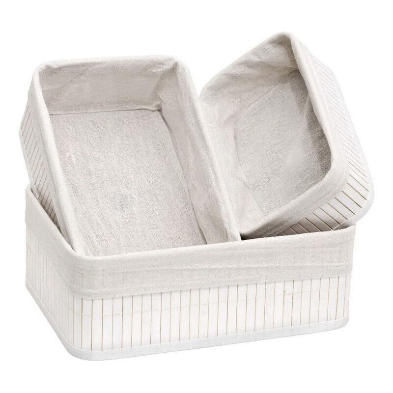 Lot de paniers Confortime Blanc Bambou (3 Pièces) (6 Unités)