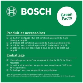 Laser ligne en croix Bosch -  Quigo + (Portée 7 m, livré avec piles, trépied 1,1m et coffret)