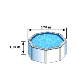 GRE - Kit Piscine hors sol acier blanche ronde - Ш370 x H122 cm (Livrée échelle de sécurité + filtre a cartouche)