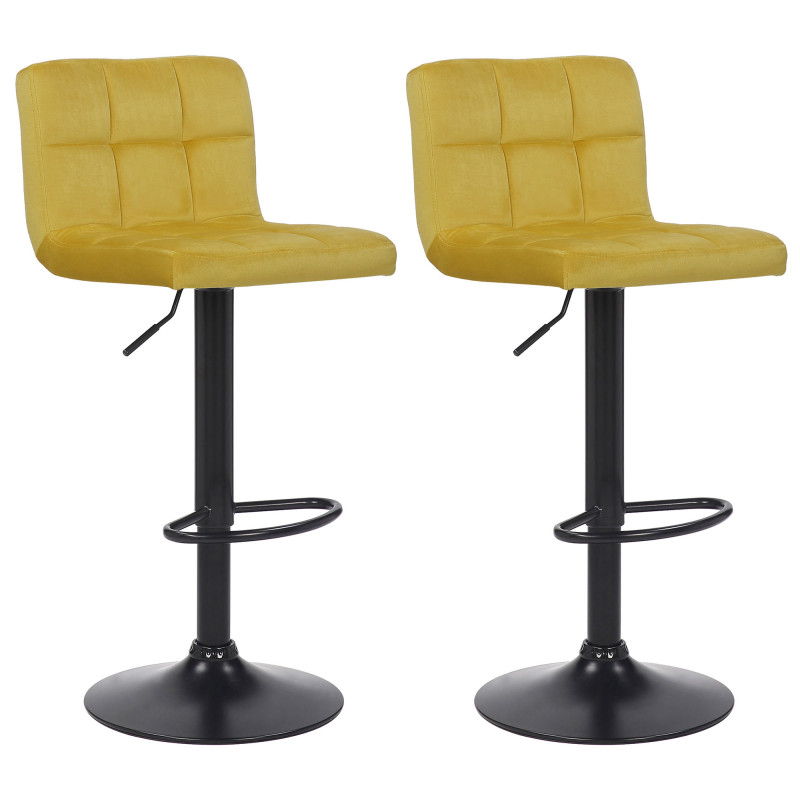 Lot de 2 tabourets de bar Feni en velours jaune