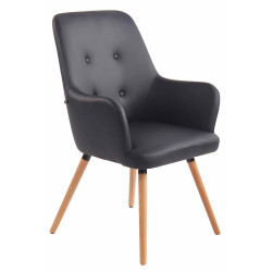 Fauteuil à oreille Aarhus en cuir artificiel natura noir