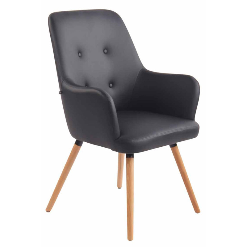 Fauteuil à oreille Aarhus en cuir artificiel natura noir