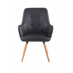 Fauteuil à oreille Aarhus en cuir artificiel natura noir