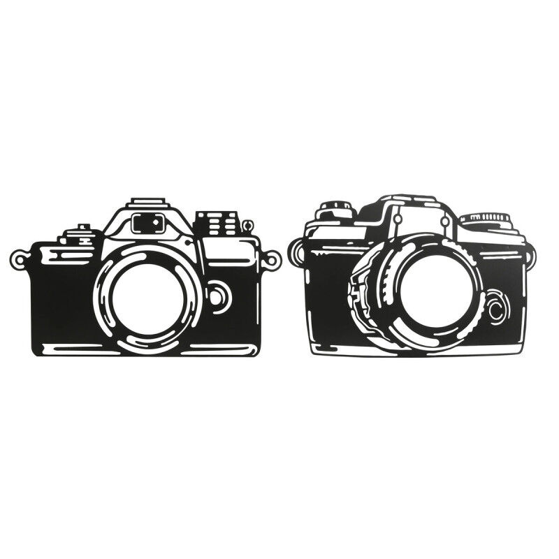 Décoration murale Home ESPRIT Noir Caméra/Appareil Photo Vintage 45 x 1 x 30 cm (2 Unités)