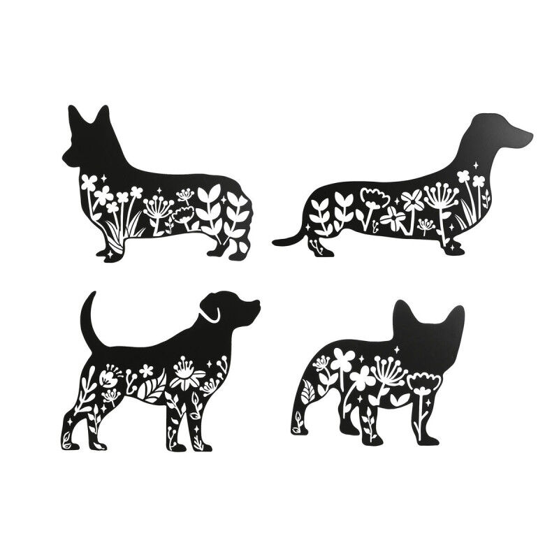 Décoration murale Home ESPRIT Noir Chien 40 x 1 x 33 cm (4 Unités)
