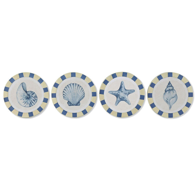 Décoration murale Home ESPRIT Bleu Blanc méditerranéen 30 x 3 x 30 cm (4 Unités)