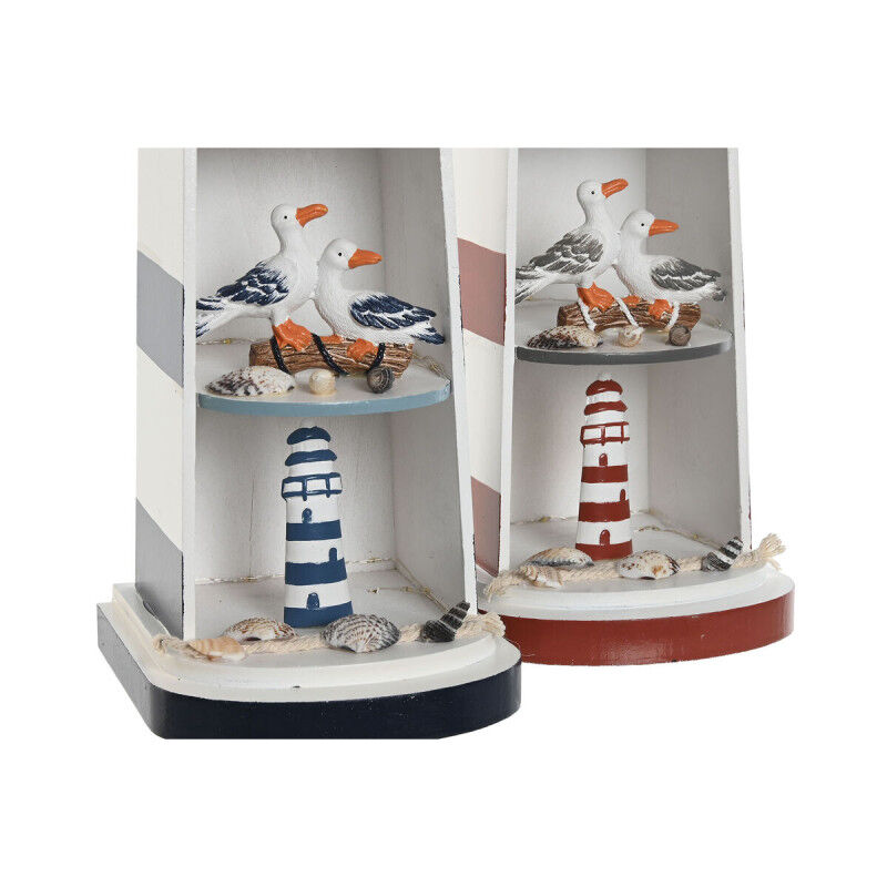 Figurine Décorative Home ESPRIT Bleu Rouge Phare 14 x 16 x 52 cm (2 Unités)