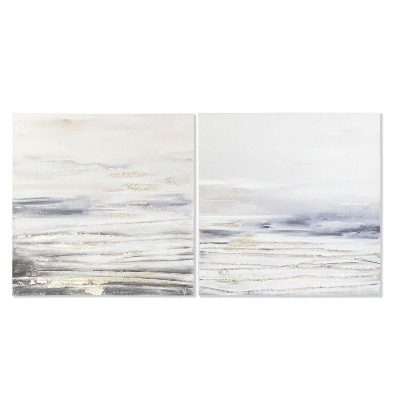Cadre DKD Home Decor Bleu Gris Abstrait Moderne 90 x 3,7 x 90 cm (2 Unités)