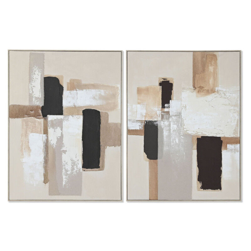 Cadre Home ESPRIT Blanc Noir Beige Abstrait Moderne 92 x 3,8 x 122 cm 92 x 4 x 122 cm (2 Unités)