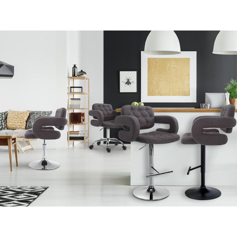 Sedia lounge Dublin in tessuto grigio scuro