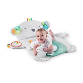 BRIGHT STARTS Tapis d'éveil Ours Polaire, Coussin de support pour position sur le ventre, 4 jouets détachables