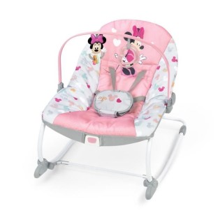 DISNEY BABY Transat évolutif (utilisable jusqu'a 30 mois) - Minnie My Best Friend, 2 jouets inclus, Vibrations automatiques, Har