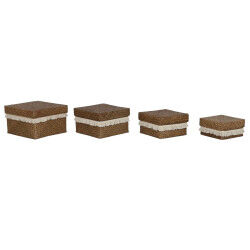 Set de basket Home ESPRIT Blanc Naturel Fibre naturelle Boho Usé (4 Pièces)