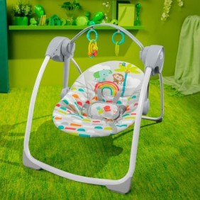 BRIGHT STARTS Playful Paradise balancelle portable pour bébé, compacte et automatique avec musique, des la naissance