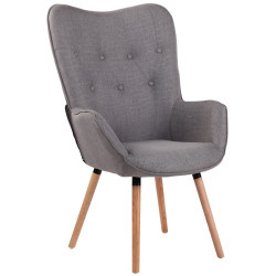 Fauteuil à oreille Ashford en tissu gris naturel