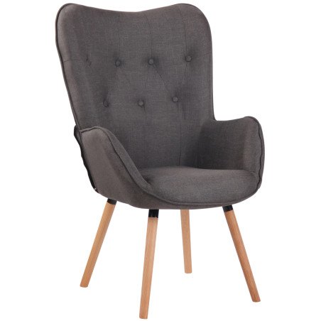 Fauteuil à oreille Ashford en tissu Natura gris foncé