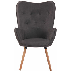 Fauteuil à oreille Ashford en tissu Natura gris foncé