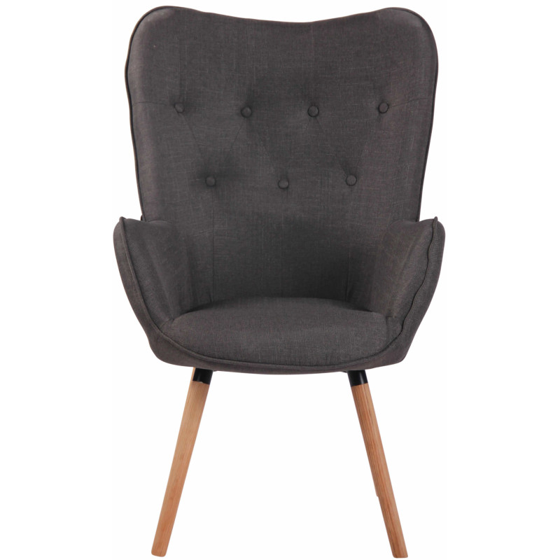 Fauteuil à oreille Ashford en tissu Natura gris foncé