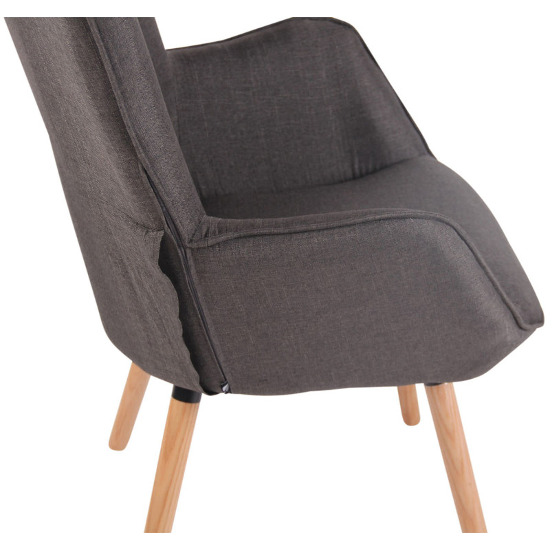 Fauteuil à oreille Ashford en tissu Natura gris foncé
