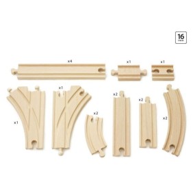 Coffret Evolution Intermédiaire 16 Rails - BRIO - 33402 - Circuit de train en bois pour enfant des 3 ans