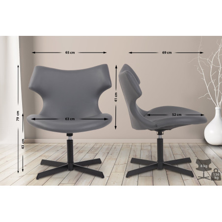 Fauteuil à oreille Welland en similicuir gris