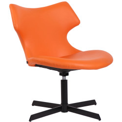 Fauteuil à oreille Welland en cuir artificiel orange