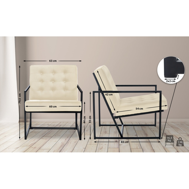 Fauteuil à oreille Avon velours crème