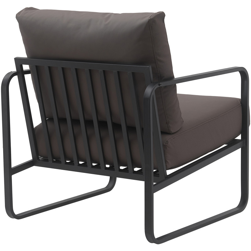 Fauteuil à oreille Manea simili cuir marron