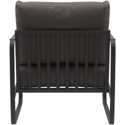 Fauteuil à oreille Manea simili cuir marron