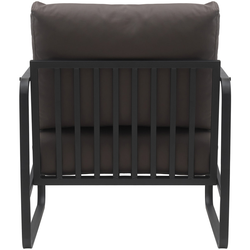 Fauteuil à oreille Manea simili cuir marron