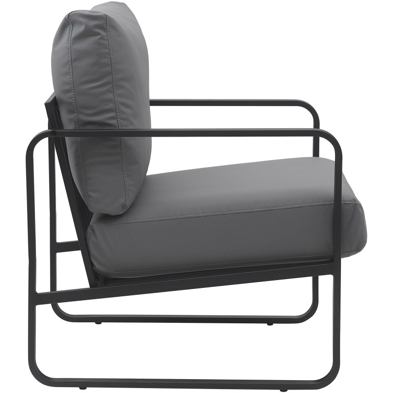 Fauteuil à oreille Manea simili cuir gris