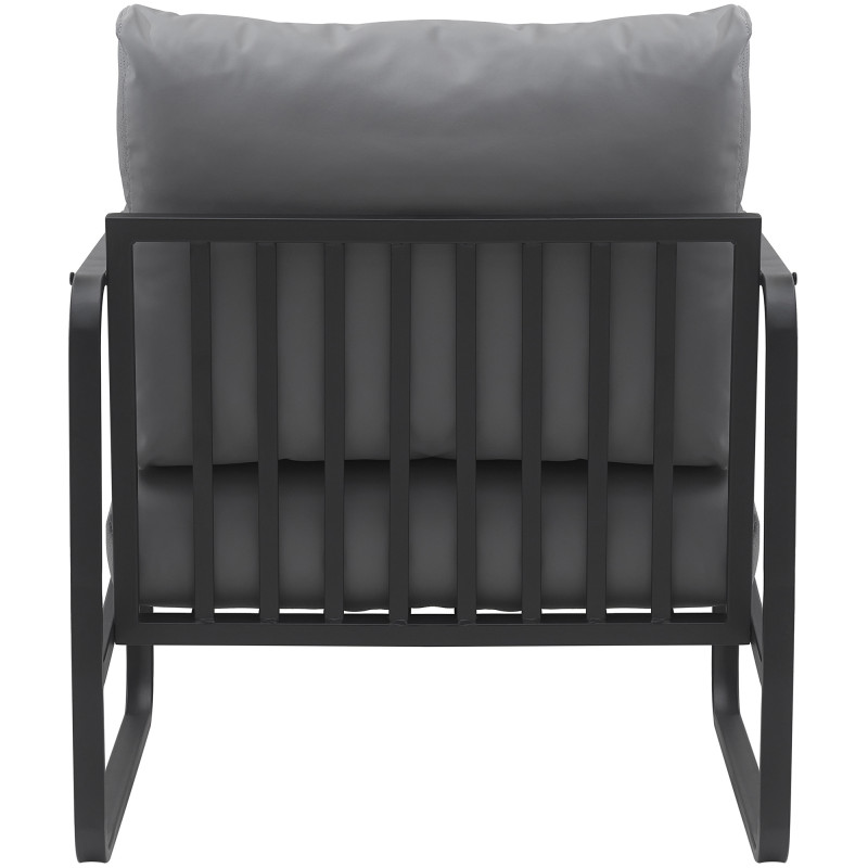 Fauteuil à oreille Manea simili cuir gris