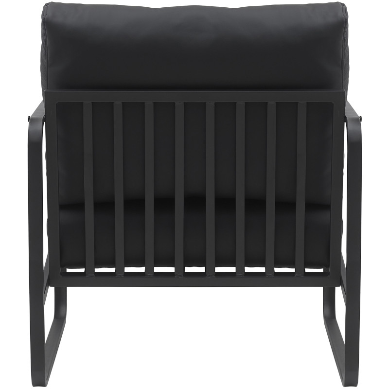 Fauteuil à oreille Manea simili cuir noir