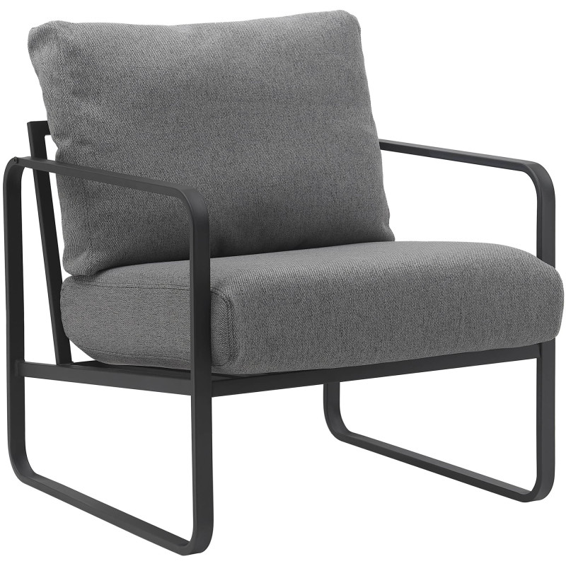 Fauteuil à oreille Manea tissu gris foncé