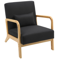 Fauteuil Hibbing en tissu noir