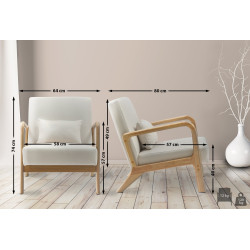 Fauteuil Hibbing, tissu cr?me