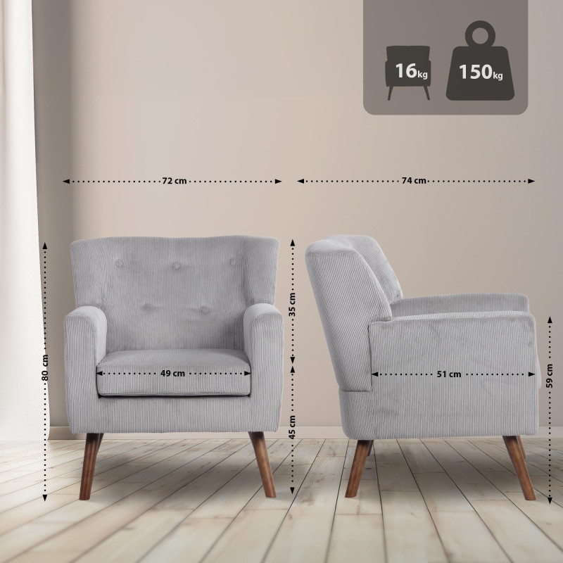 Fauteuil Kioni Cord gris