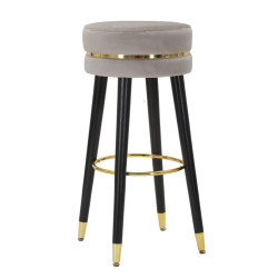 Tabouret de bar PARIS gris or – Finition dorée et allure Glamour irrésistible
