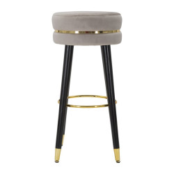 Tabouret de bar PARIS gris or – Finition dorée et allure Glamour irrésistible