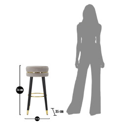 Tabouret de bar PARIS gris or – Finition dorée et allure Glamour irrésistible
