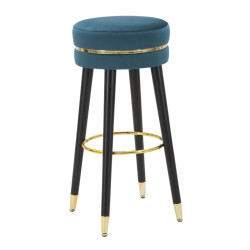 Tabouret de bar PARIS bleu or – Assise chic et brillante pour un style Glam raffiné