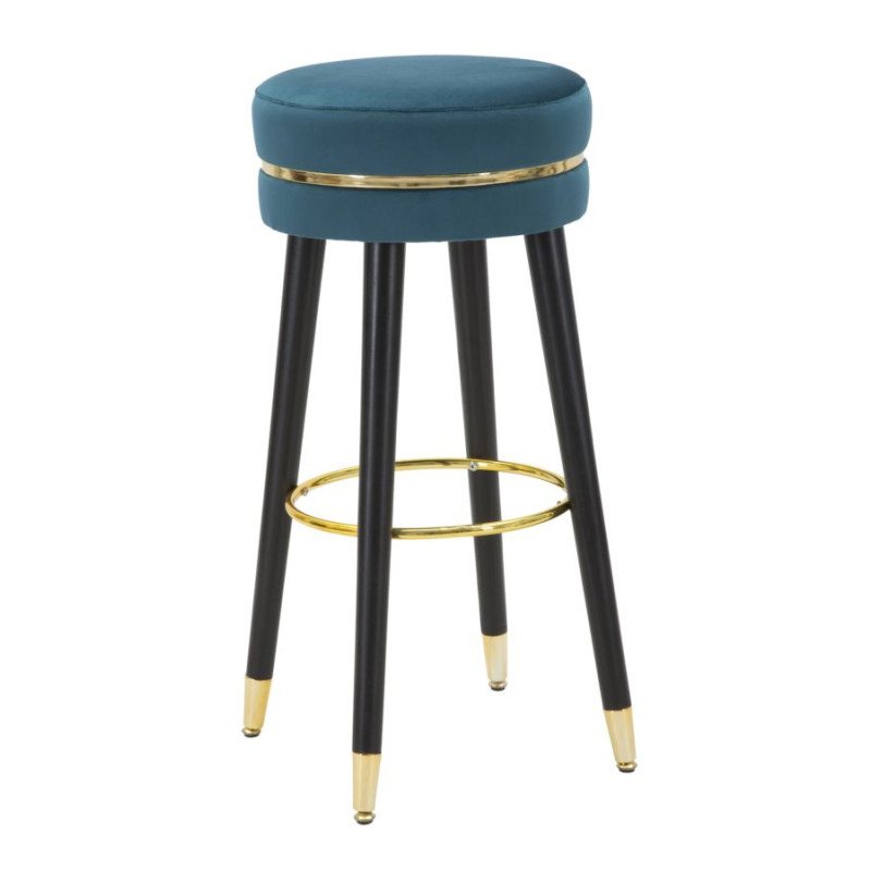 Tabouret de bar PARIS bleu or – Assise chic et brillante pour un style Glam raffiné