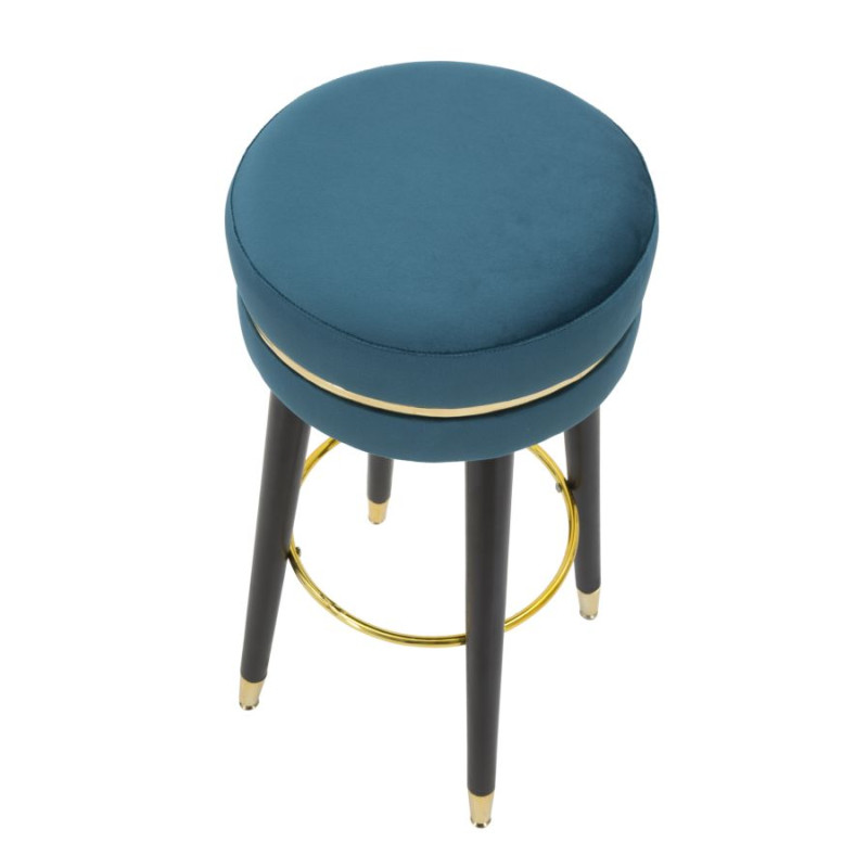 Tabouret de bar PARIS bleu or – Assise chic et brillante pour un style Glam raffiné