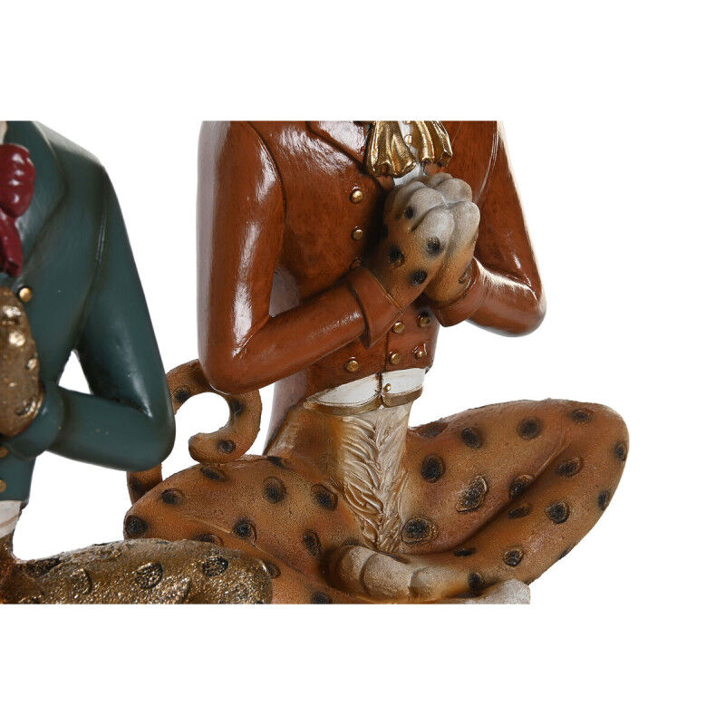 Figurine Décorative DKD Home Decor Bleu Marron Doré Léopard 16 x 9,5 x 23 cm (2 Unités)