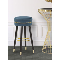 Tabouret de bar PARIS bleu or – Assise chic et brillante pour un style Glam raffiné