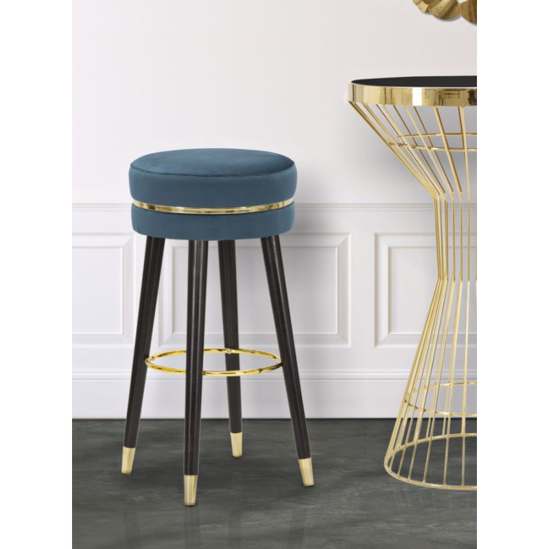 Tabouret de bar PARIS bleu or – Assise chic et brillante pour un style Glam raffiné
